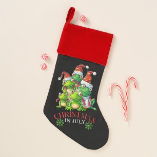 Christmas in July Cute Santa Frogs Squad Tropical Stocking