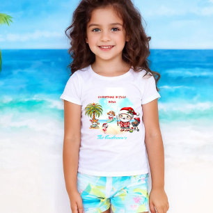 Christmas In July Cute Santa Tropical Summer Name T-Shirt