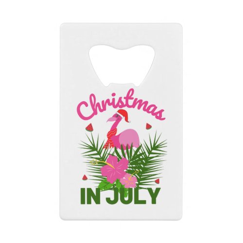 Christmas in july cute summer flamingo credit card bottle opener