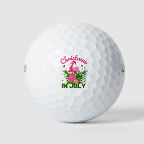 Christmas in july cute summer flamingo golf balls