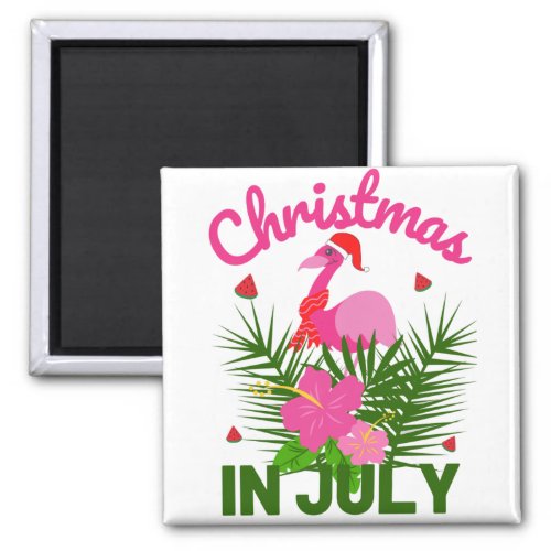 Christmas in july cute summer flamingo magnet