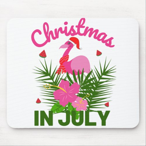 Christmas in july cute summer flamingo mouse pad