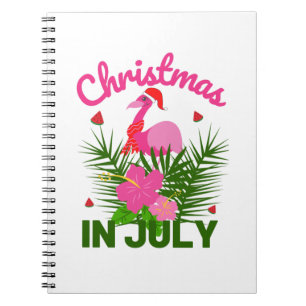 Christmas in july cute summer flamingo notebook