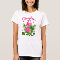 Christmas In July Cute Summer Flamingo T-Shirt