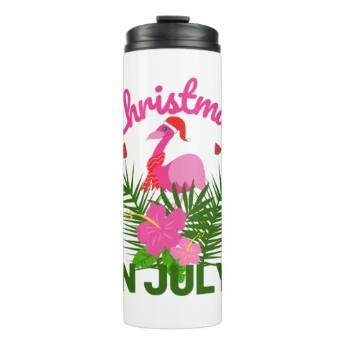 Christmas in july cute summer flamingo thermal tumbler