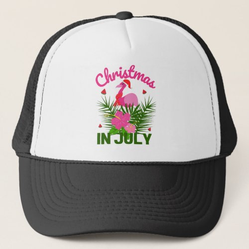 Christmas in july cute summer flamingo trucker hat