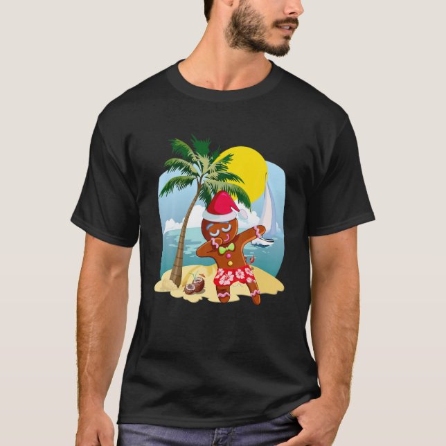 Christmas In July Dabbing Santa Gingerbread Summer T-Shirt (Front)