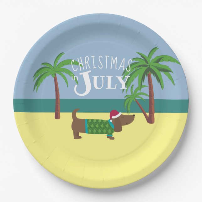 Christmas in July Dachshund Party   Paper Plates (Front)