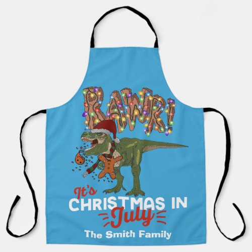 Christmas in July Dinosaur Funny Personalized Apron