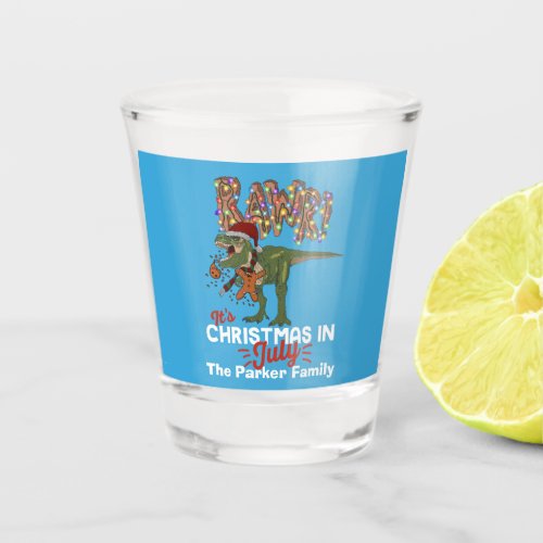 Christmas in July Dinosaur Funny Personalized Shot Glass