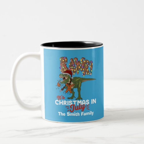 Christmas in July Dinosaur Funny Personalized Two_Tone Coffee Mug