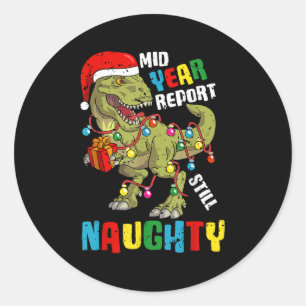 Christmas In July Dinosaur T Rex Summer Kids Boys Classic Round Sticker