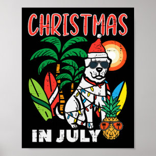 Christmas In July Dog Lover Beach Xmas Summer Men Poster