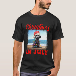 Christmas In July Dog Lover Xmas Funny Poodle Mom  T-Shirt