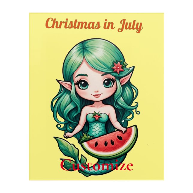 Christmas in July Elf  Mermaid Thunder_Cove  Acrylic Print (Front)