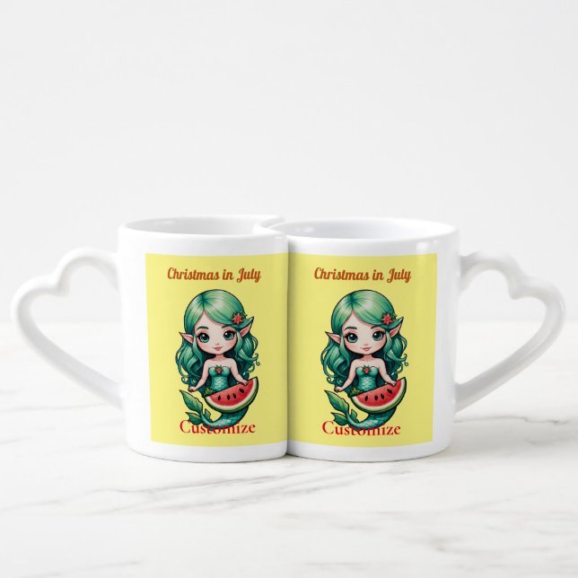 Christmas in July Elf  Mermaid Thunder_Cove  Coffee Mug Set (Back Nesting)