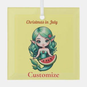 Christmas in July Elf Mermaid Thunder_Cove Glass Ornament