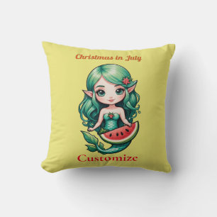 Christmas in July Elf  Mermaid Thunder_Cove  Throw Pillow