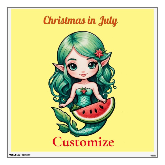 Christmas in July Elf  Mermaid Thunder_Cove  Wall Decal (Front)