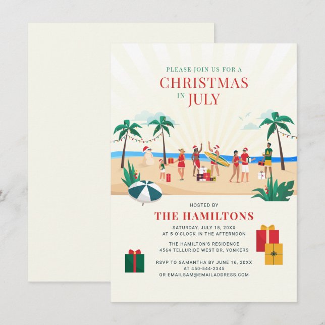 Christmas in July Family Beach Trip Invitation (Front/Back)