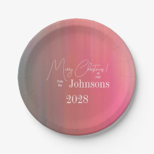 Christmas in July Family Name and Year Paper Plates
