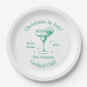 Christmas in July Family Name Cocktail Party Paper Plates