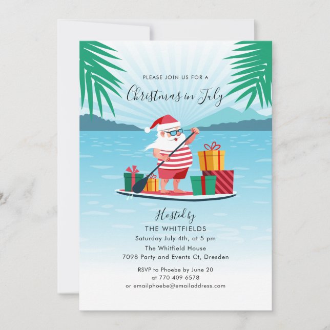 Christmas in July Family Summer BBQ Beach Party Invitation (Front)