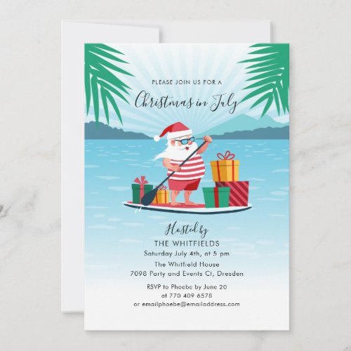 Christmas in July Family Summer BBQ Beach Party Invitation