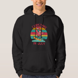Christmas In July - Flamingo And Hawaiian Santa Su Hoodie