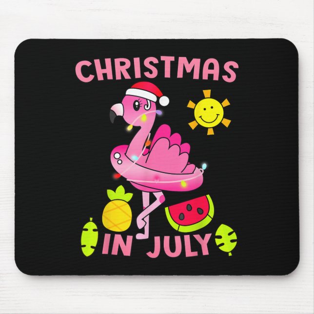Christmas In July Flamingo Beach Summer Christmas  Mouse Pad (Front)