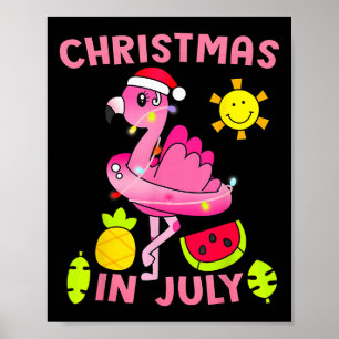 Christmas In July Flamingo Beach Summer Christmas Poster