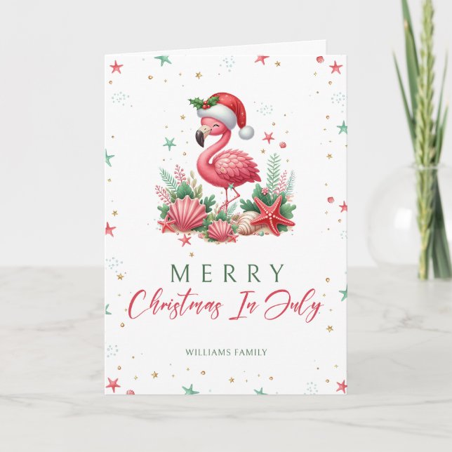 Christmas in July Flamingo  Card (Front)