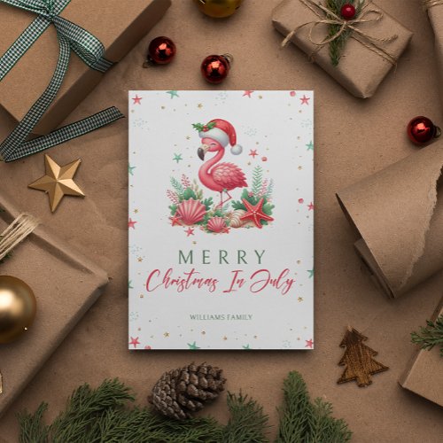 Christmas in July Flamingo  Card