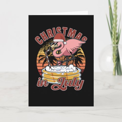 Christmas In July Flamingo Christmas In Summer Card