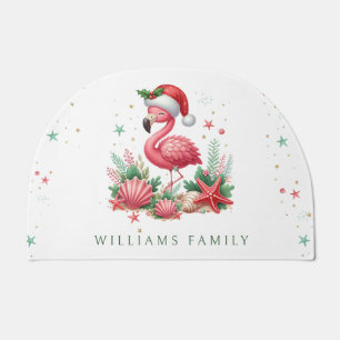 Christmas in July Flamingo Doormat