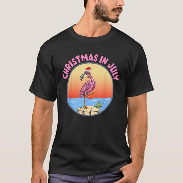 Christmas In July Flamingo In Santa Hat Kids Toddl T-Shirt (Front)