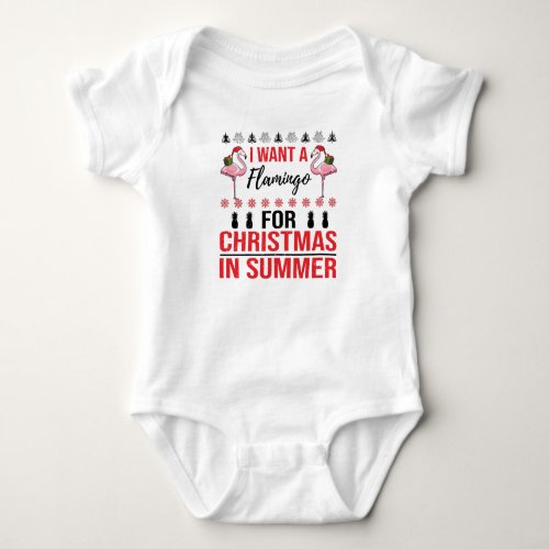 Christmas In July Flamingo Merry Sommer Ugly Baby Bodysuit