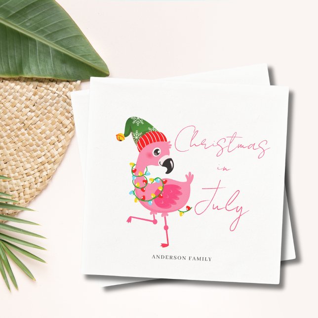 Christmas In July Flamingo  Napkins (Creator Uploaded)