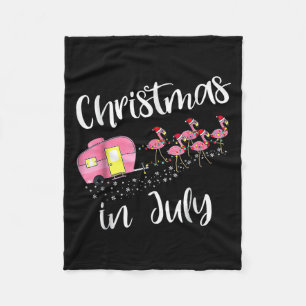 Christmas In July Flamingo Nk Fleece Blanket