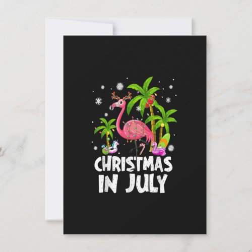 Christmas In July Flamingo Palm Tree Beach Summer  Invitation