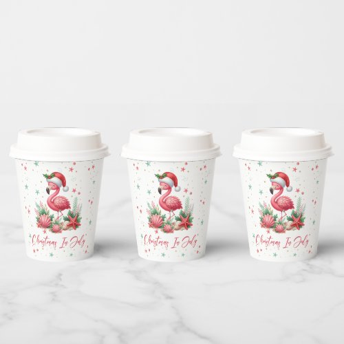 Christmas in July Flamingo Paper Cups