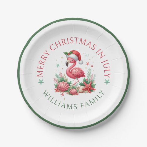 Christmas in July Flamingo Paper Plates