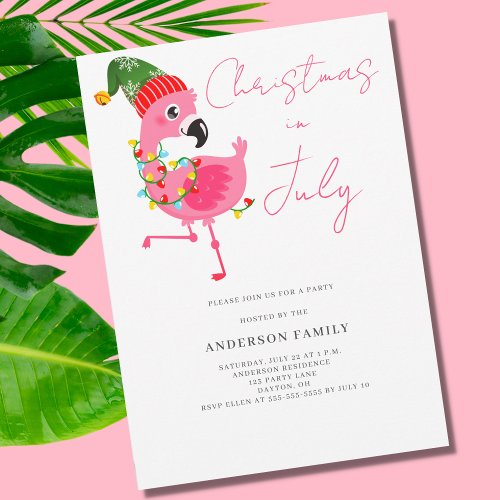 Christmas In July Flamingo Party Invitation