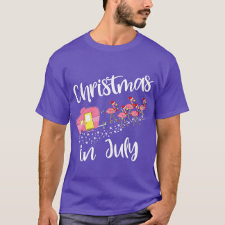 Christmas in July Flamingo Pink Funny Camping funn T-Shirt