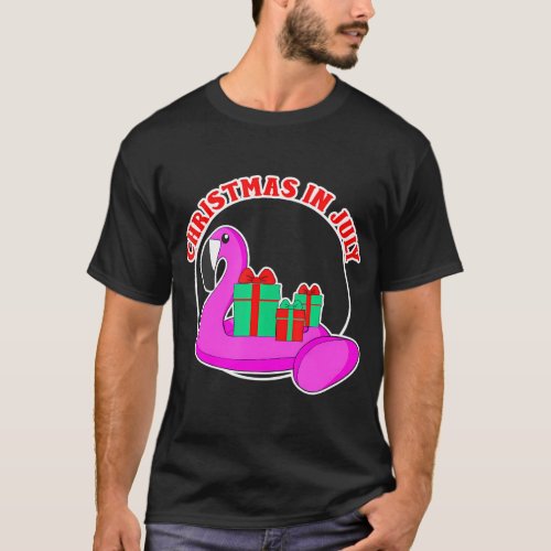 Christmas In July Flamingo Pool Float T_Shirt