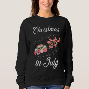 Christmas In July  Flamingo Retro Camping Car Grap Sweatshirt