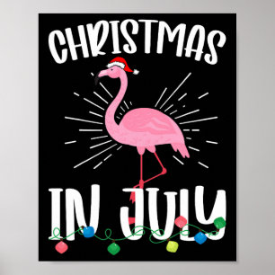 Christmas In July Flamingo Santa Hawaiian Summer C Poster