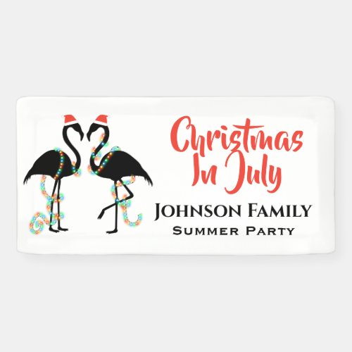 Christmas In July Flamingo Summer Party Banner