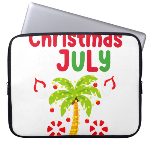 Christmas In July Flamingo Surfing Coconut Tree Su Laptop Sleeve