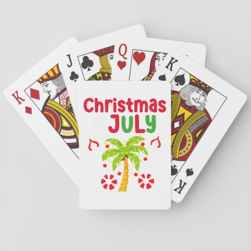 Christmas In July Flamingo Surfing Coconut Tree Su Playing Cards